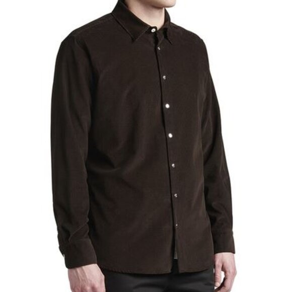 *NEW Moncler Brown Corduroy Snap Button Shirt Size Large - Picture 1 of 11